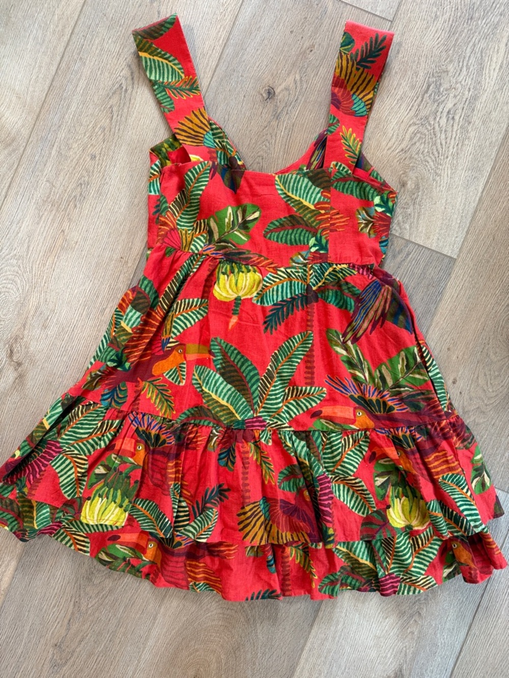 FARM Rio Red Tropical Parrot Tiered Sundress - Picture 3 of 10